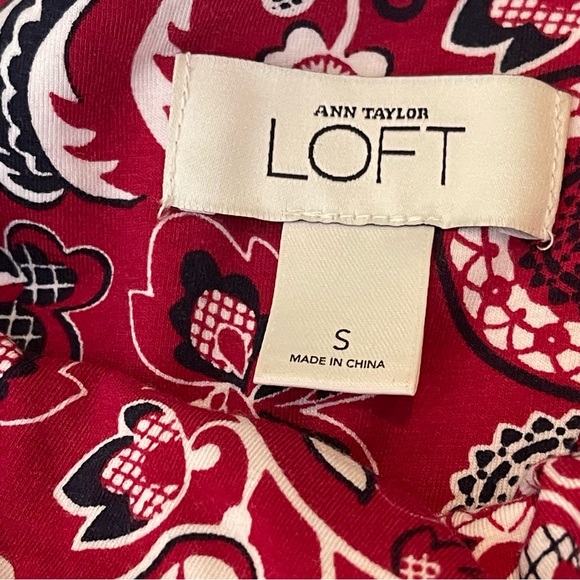 Ann Taylor LOFT red print dress size small - Picture 7 of 8
